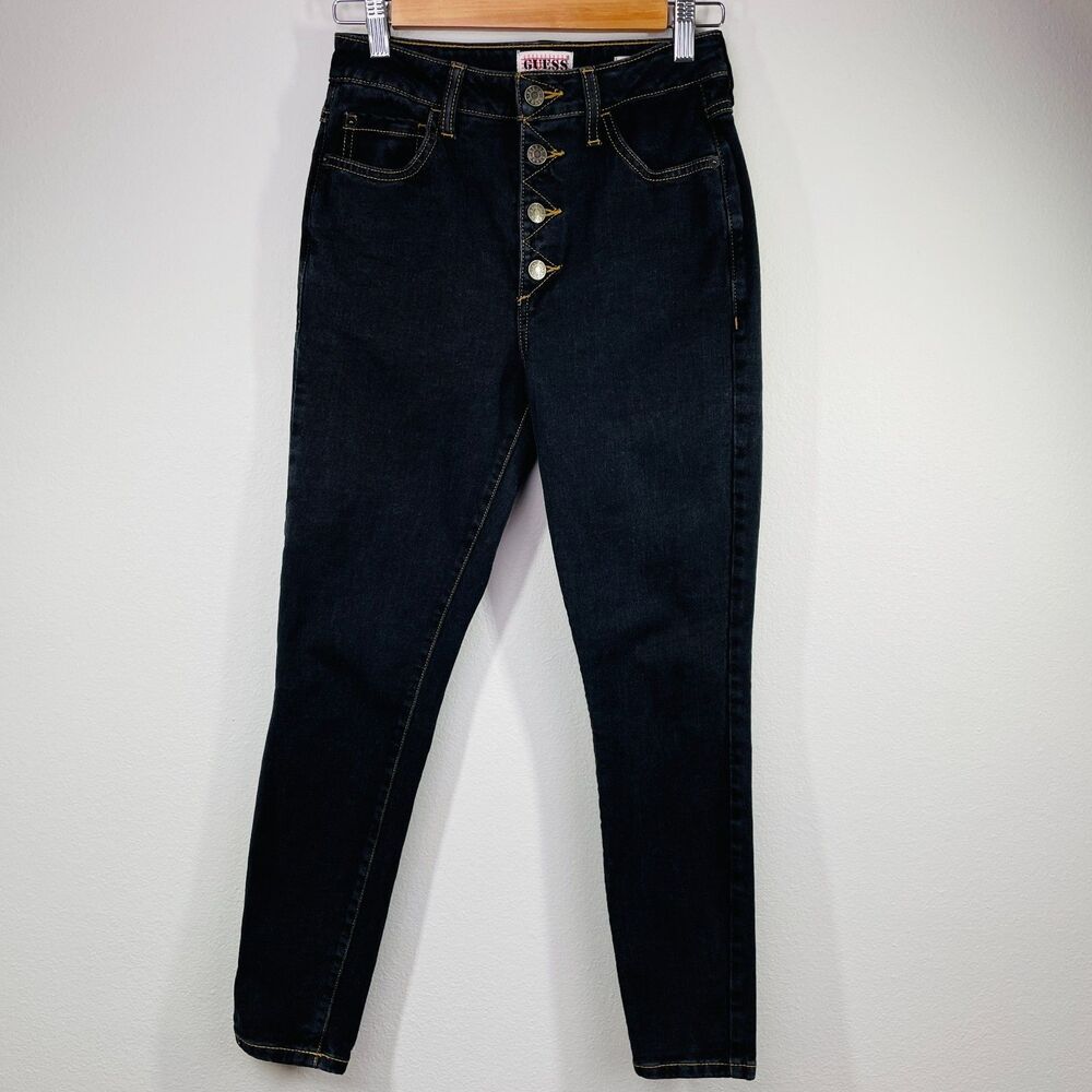 Guess Jeans 25x27 Guess Black Jeans Button Fly Guess High Rise Skinny 25 Guess